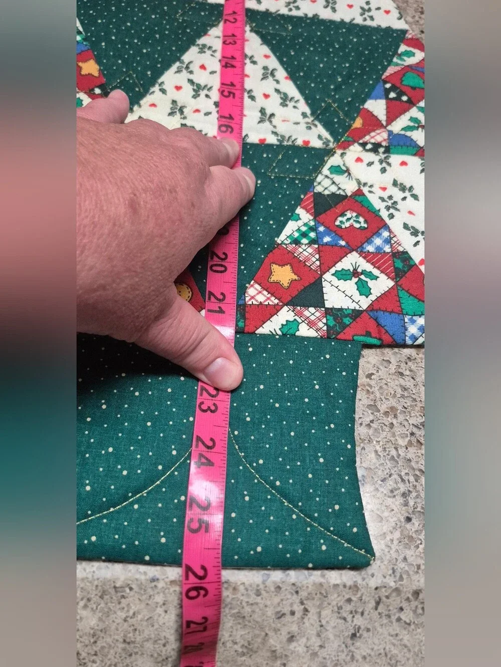 Vintage Quilted Christmas Tree Wall Hanging Table Topper Handmade Patchwork 26